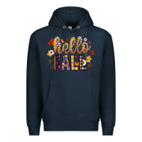 Navy hello fall Premium Hoodie - CowhideDigitalArt