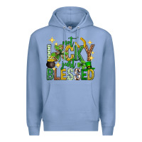 Colony Blue Not lucky just blessed st. patricks day Premium Hoodie - Neo Western