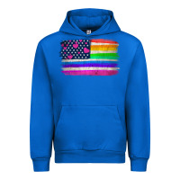 Cobalt american flag and lgbt flag  background Urban Hoodie - HRA Design Shop