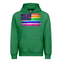 Emerald american flag and lgbt flag  background Urban Hoodie - HRA Design Shop