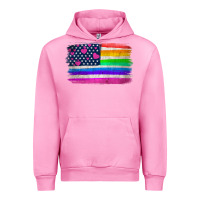 Fuchsia Pink american flag and lgbt flag  background Urban Hoodie - HRA Design Shop