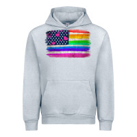 Heather Grey american flag and lgbt flag  background Urban Hoodie - HRA Design Shop