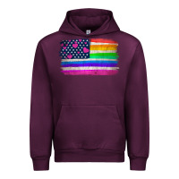 Mauve Wine american flag and lgbt flag  background Urban Hoodie - HRA Design Shop