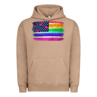 Pigment Burro american flag and lgbt flag  background Urban Hoodie - HRA Design Shop
