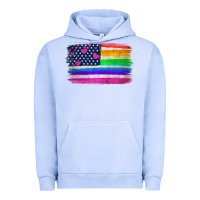 Pigment Grape Ice american flag and lgbt flag  background Urban Hoodie - HRA Design Shop