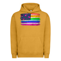 Pigment Peanut Butter american flag and lgbt flag  background Urban Hoodie - HRA Design Shop