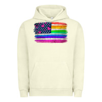 Pigment Pistachio american flag and lgbt flag  background Urban Hoodie - HRA Design Shop