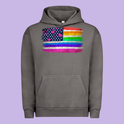 American Flag And Lgbt Flag  Background Urban Hoodie Designed By Hra Design Shop