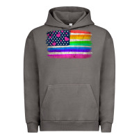 Pigment Tornado american flag and lgbt flag  background Urban Hoodie - HRA Design Shop