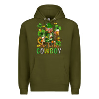 Army Green One lucky cowboy with st. patricks elf Premium Hoodie - Neo Western