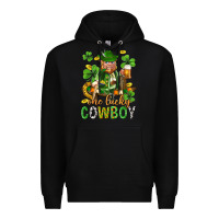 Black One lucky cowboy with st. patricks elf Premium Hoodie - Neo Western