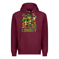 Burgundy One lucky cowboy with st. patricks elf Premium Hoodie - Neo Western