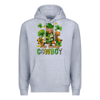Heather Grey One lucky cowboy with st. patricks elf Premium Hoodie - Neo Western