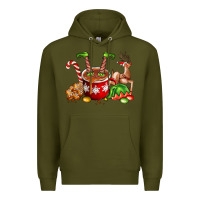 Army Green chocolate elf Premium Hoodie - FaDigitalArtStudio