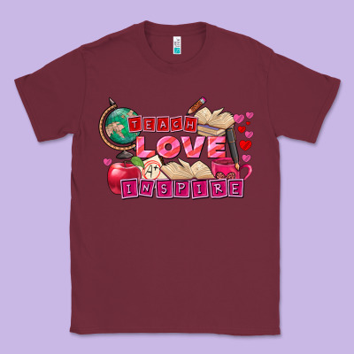 Valentine's Day Teach Love Inspire Classic Tee Designed By Fadigitalartstudio
