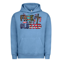 Pigment Pebble Blue free and blessed Urban Hoodie - CowhideDigitalArt