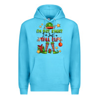 Ocean Blue im not  im just a tall elf Premium Hoodie - FaDigitalArtStudio