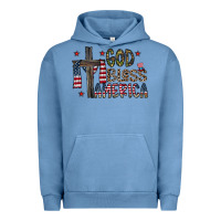 Pigment Pebble Blue god bless america Urban Hoodie - CowhideDigitalArt