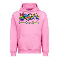Fuchsia Pink peace love equality Urban Hoodie - HRA Design Shop