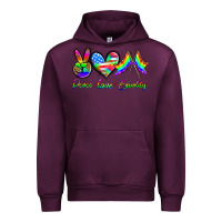 Mauve Wine peace love equality Urban Hoodie - HRA Design Shop
