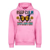 Fuchsia Pink keep calm dream on Urban Hoodie - CowhideDigitalArt