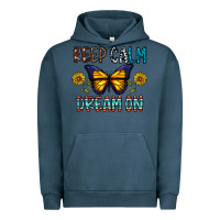Pigment Midnight Navy keep calm dream on Urban Hoodie - CowhideDigitalArt