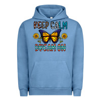 Pigment Pebble Blue keep calm dream on Urban Hoodie - CowhideDigitalArt