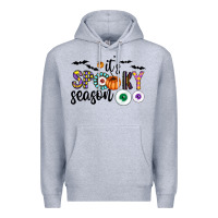 Heather Grey spooky Premium Hoodie - CowhideDigitalArt