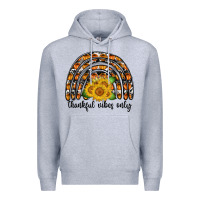 Heather Grey Thankful Vibes Only Premium Hoodie - CowhideDigitalArt