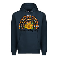Navy Thankful Vibes Only Premium Hoodie - CowhideDigitalArt
