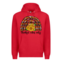 Red Thankful Vibes Only Premium Hoodie - CowhideDigitalArt