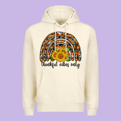 Thankful Vibes Only Premium Hoodie Designed By Cowhidedigitalart