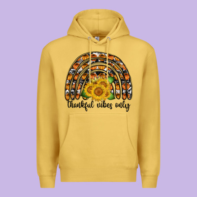 Thankful Vibes Only Premium Hoodie Designed By Cowhidedigitalart