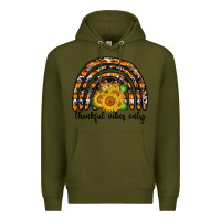 Army Green Thankful Vibes Only Premium Hoodie - CowhideDigitalArt