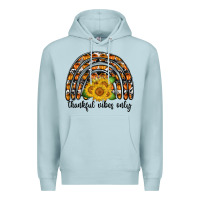 Blue Mist Thankful Vibes Only Premium Hoodie - CowhideDigitalArt