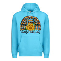 Ocean Blue Thankful Vibes Only Premium Hoodie - CowhideDigitalArt