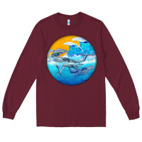 Burgundy humpback whale Long Sleeve Tee - BarkalooDesign