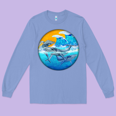 Humpback Whale Long Sleeve Tee Designed By Barkaloodesign