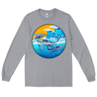 Heather Grey humpback whale Long Sleeve Tee - BarkalooDesign