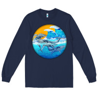 Navy humpback whale Long Sleeve Tee - BarkalooDesign
