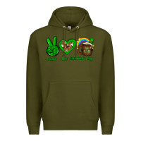 Army Green Peace love luck St. Patrick's Day Premium Hoodie - Neo Western