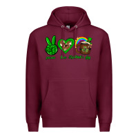 Burgundy Peace love luck St. Patrick's Day Premium Hoodie - Neo Western