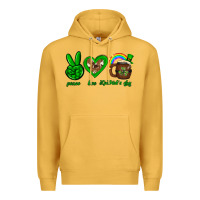 Mustard Peace love luck St. Patrick's Day Premium Hoodie - Neo Western