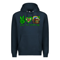Navy Peace love luck St. Patrick's Day Premium Hoodie - Neo Western