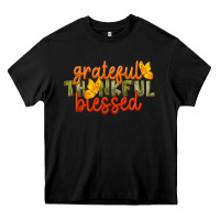 Black Fall Grateful Thankful Blessed Heavy Core Tee - LillyAllenDesigns