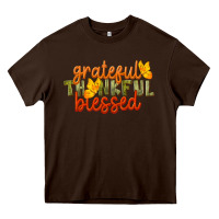 Chocolate Brown Fall Grateful Thankful Blessed Heavy Core Tee - LillyAllenDesigns