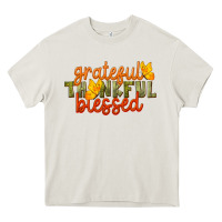 Cream Fall Grateful Thankful Blessed Heavy Core Tee - LillyAllenDesigns