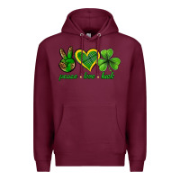 Burgundy peace love luck st. patricks day nePeace love luck Premium Hoodie - Neo Western