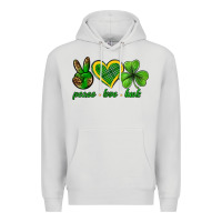 Dove Grey peace love luck st. patricks day nePeace love luck Premium Hoodie - Neo Western
