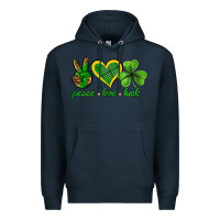 Navy peace love luck st. patricks day nePeace love luck Premium Hoodie - Neo Western